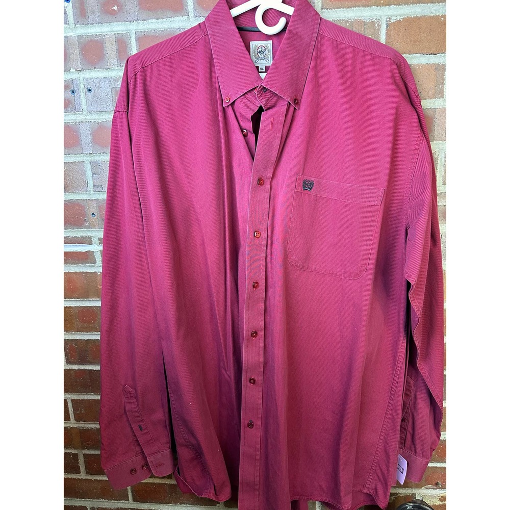 Men's CINCH Long Sleeve Red Button Down Shirt XLARGE Cowboy Western